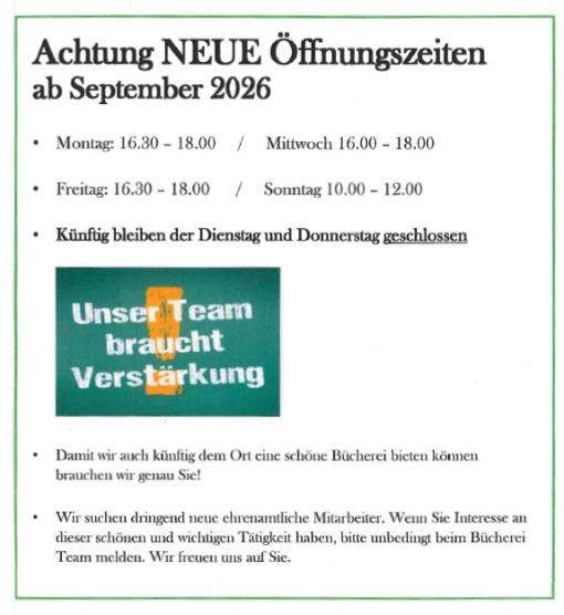 neue Öffnugnszeiten Laurentius koeb
